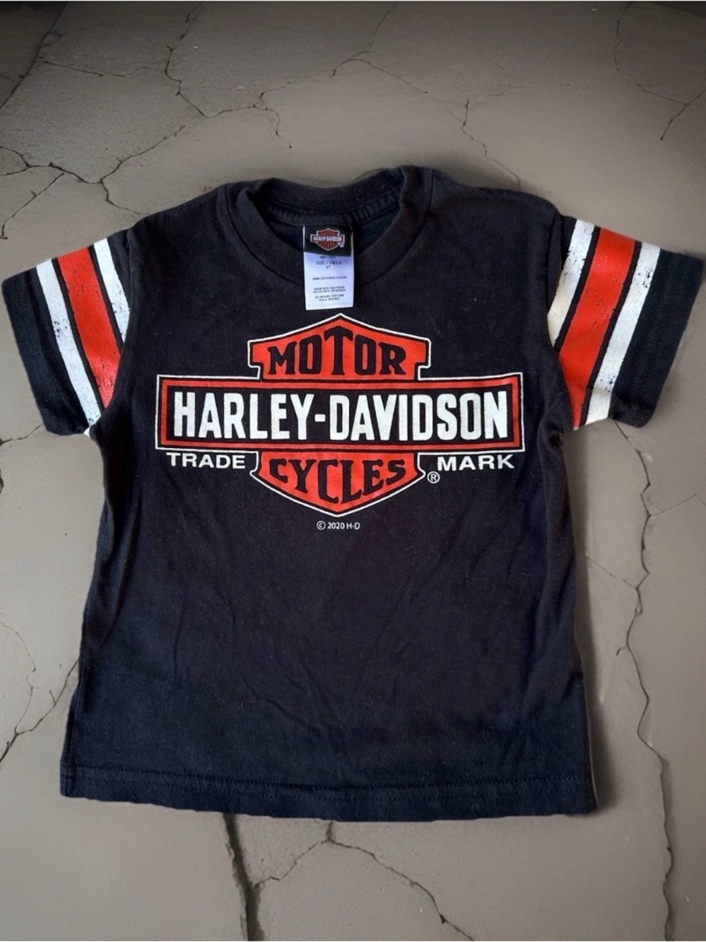 Harley-Davidson Black T-Shirt with Orange & White Logo 3T
